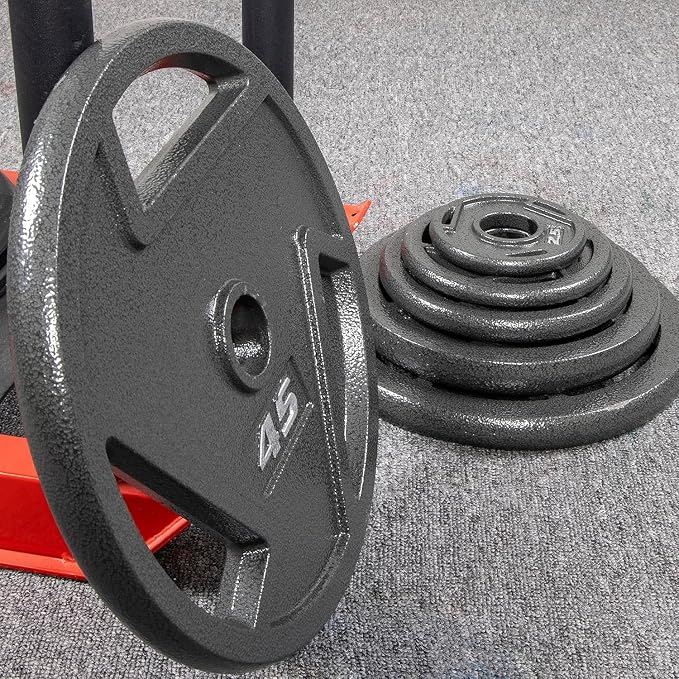 Elevon 2-Inch/1-Inch Cast Iron Weight Plate for Strength Training and Weightlifting, Olympic Grip Plate for Barbell