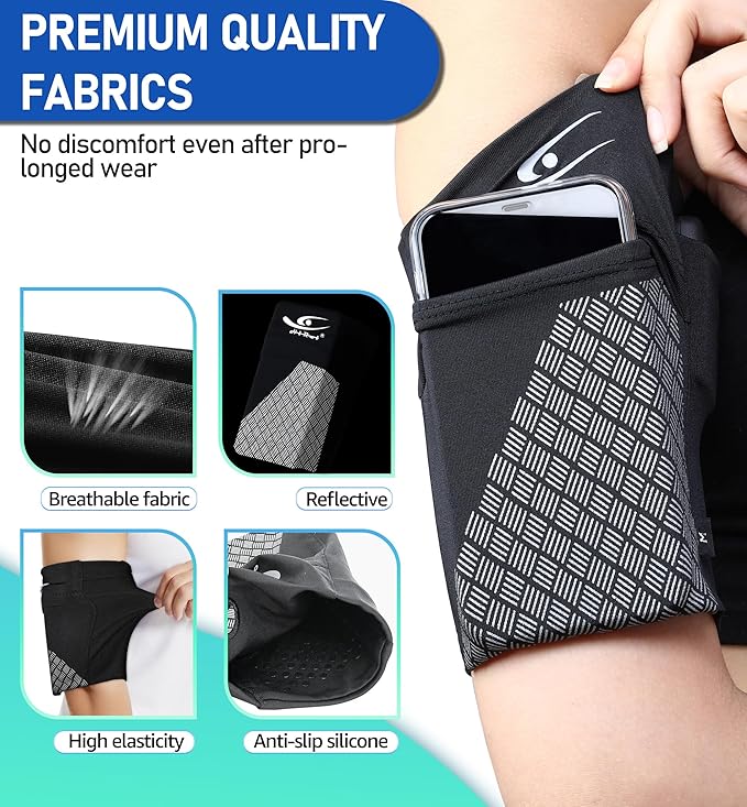 Universal Sports Armband Cell Phone Armband Sleeves Running Armband for Exercise Workout, Compatible with iPhone 17/17Plus/Pro/16/15/15Plus/14 Samsung Galaxy All Phones (Medium, Black)
