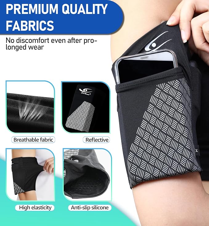 Universal Sports Armband Cell Phone Armband Sleeves Running Armband for Exercise Workout, Compatible with iPhone 17/17Plus/Pro/16/15/15Plus/14 Samsung Galaxy All Phones (Large, Black)