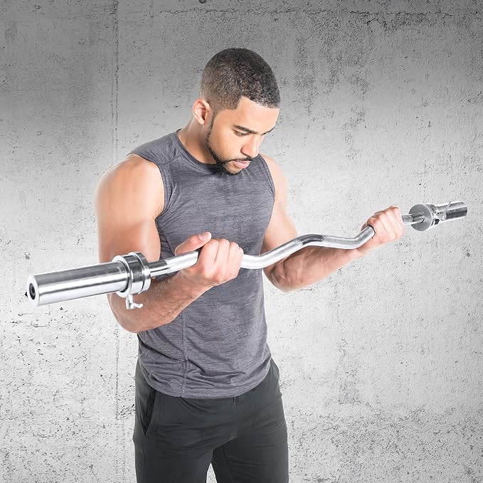 CAP 47" Olympic EZ Curl Bar | Heavy Duty Solid Steel, 200 lb Capacity