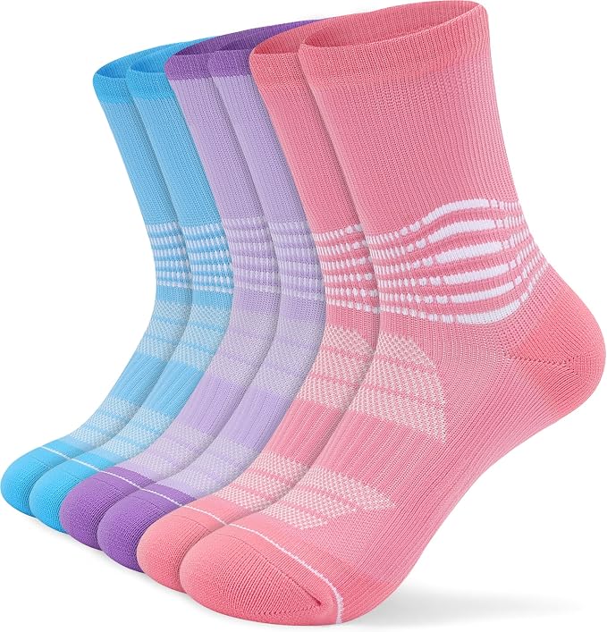 IRAMY Crew Compression Socks for Women Men with Ankle Arch Support Plantar Fasciitis Relief 3/6 Pairs