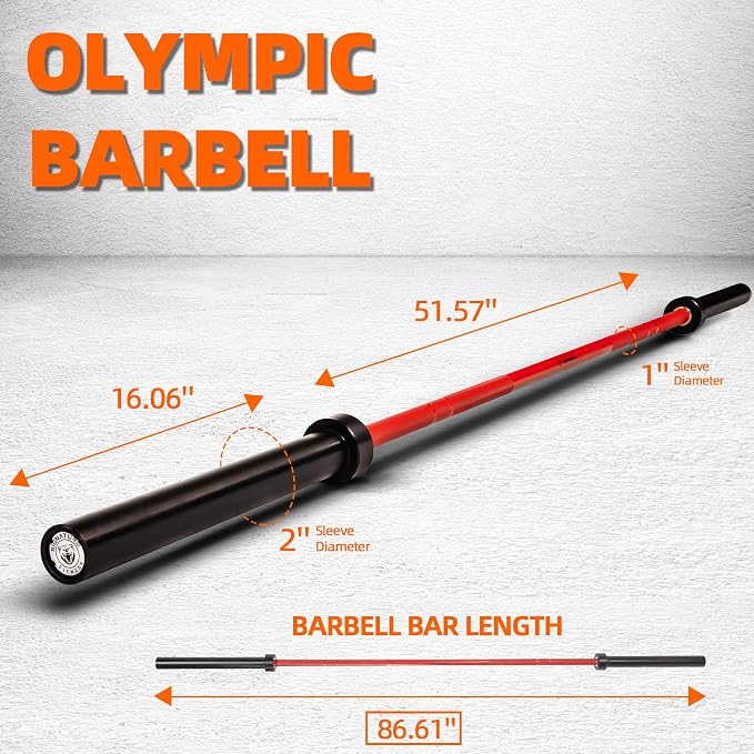 Fitvids Olympic Cerakote Barbell for Home & Commercial Gyms, 190K PSI Tensile Strength Rated for up to 1500LB Capacity