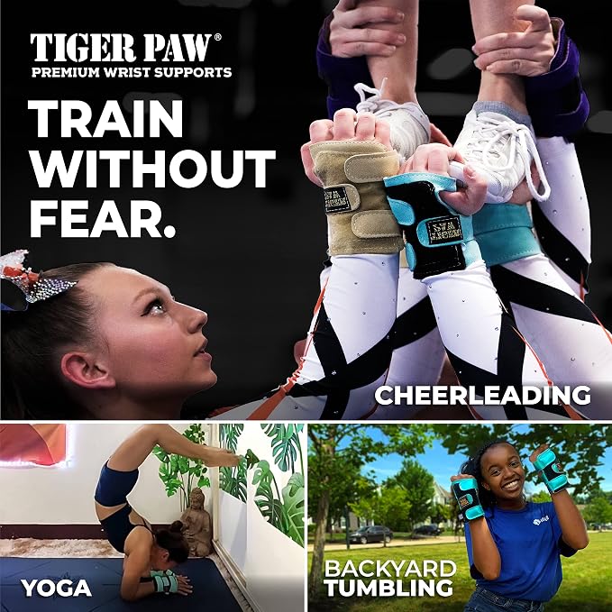 Tiger Paw Authentic Gymnastics Wrist Supports (Sold in Pairs) - Original Competition-Grade Gymnastics Wrist Guards, Wrist Support Braces, Adjustable, Made in USA Hand Wraps