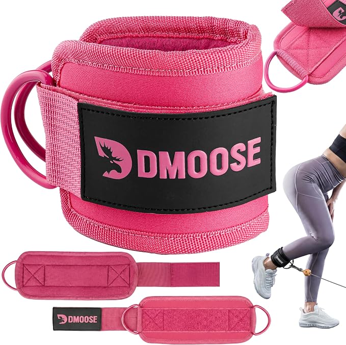 DMoose Ankle Strap for Cable Machine - One Size Fit with Premium Padding, Workout Kickback Ankle Cuffs, Ankle Bands for Working Out, Booty Workouts, Leg Extension, Hip Abductors & Lower Body Exercises