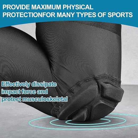 Padded Knee Calf Pads Compression Leg Sleeve Thigh Protector Gear Shin Brace for Football Basketball Volleyball Soccer Baseball for Adult (1 Pair)