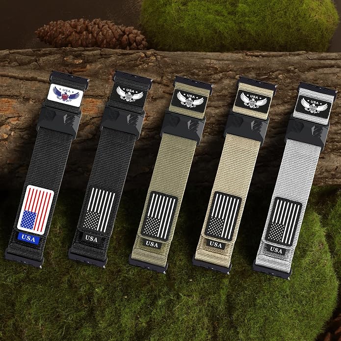 Rugged Nylon- Compatible with Apple Watch Ultra 3/ Ultra 2 Band 49mm Men,Tactical Soft Woven Stars- Stripes Flag Sport Strap for iWatch Bands 46mm 45mm 44mm 42mm Series 11 10 9 8 7 6 5 4 3 2 1 Se