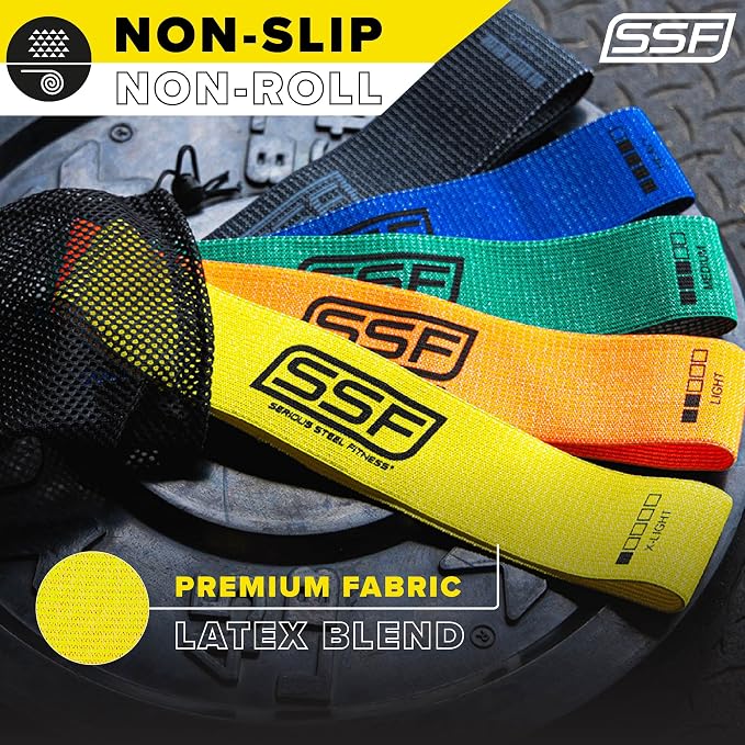 Fabric Mini Loop Non-Slip Resistance Band Set | Warm-Up, Physical Therapy, Glute Training, Speed and Agility Exercise Bands
