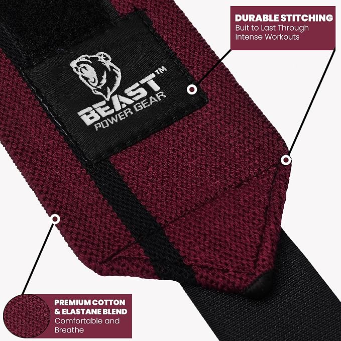 Improved Lifting Support & Stability - Gym Wrist Wraps for Weightlifting 14" Premium Quality Hand Wraps with Thumb Loop - Weight Lifting Wrist Wraps for Pain & Support