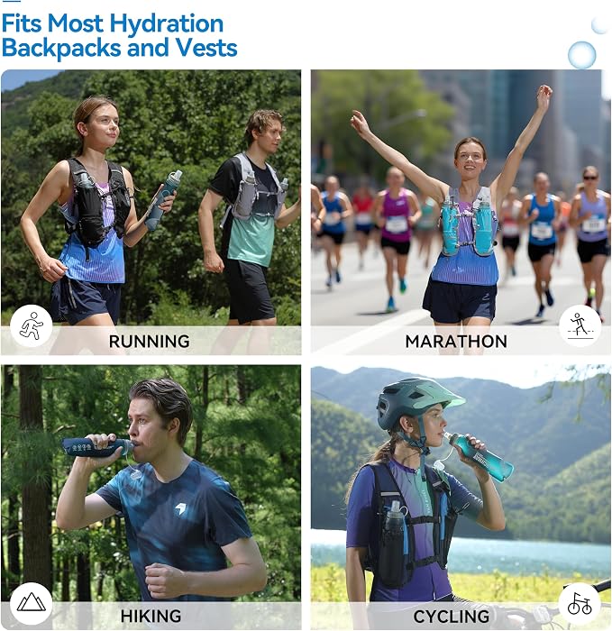 MARCHWAY Soft Hydration Flask with Wide Mouth, 300ml/500ml Collapsible TPU Water Bottle, Leakproof Portable Flexible for Running, Hiking, Cycling, Climbing, Gym, Travel (2pcs Blackish Green 300ml)