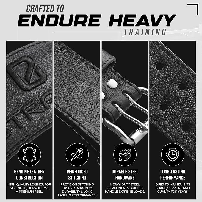 Real Leather Weight Lifting Belt - 7mm Gym Belt for Strength Training - Adjustable Buckle Weight Lifting Belts for Men & Women with Core Back Support