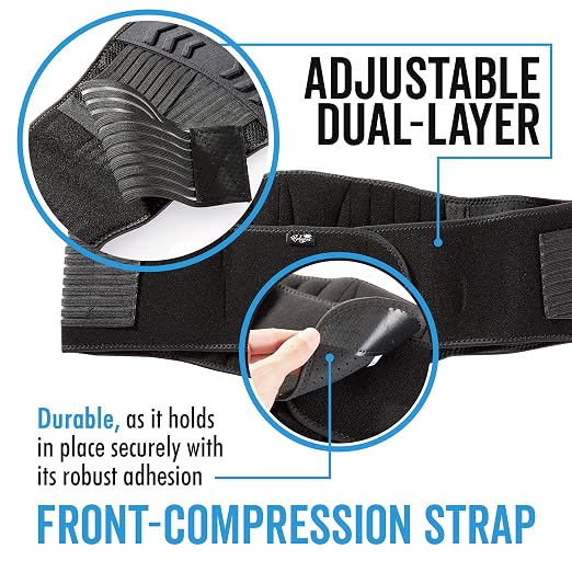 Bodyprox Lumbar Support Back Brace for Men and Women (Plus Size 50" - 70")