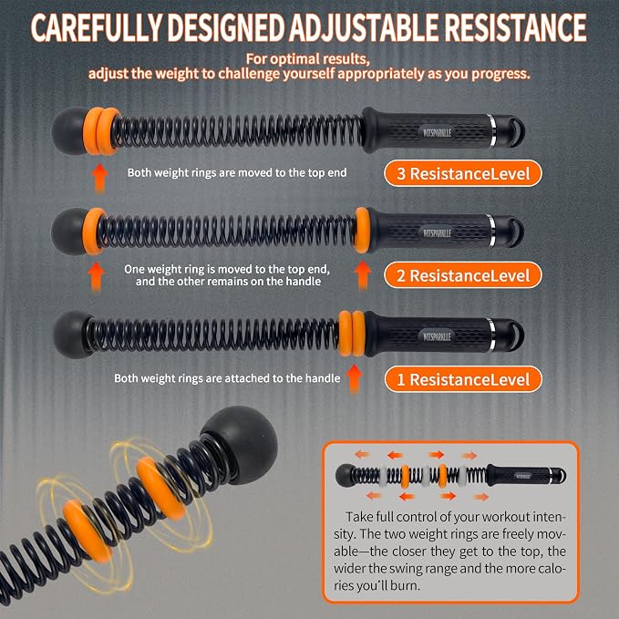 Portable Adjustable Ropeless Battle Ropes with Black | Weighted Cordless Workout Rope with Anti-slip Handles for Low-impact Cardio, HIIT, Home Gym and Office Fitness