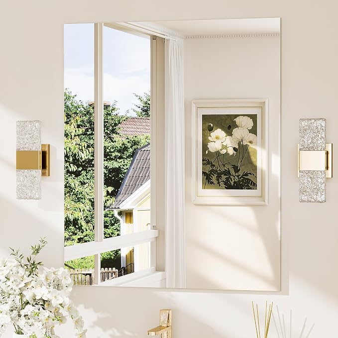 30x36 Frameless Bathroom Mirror, Vanity Bathroom Mirror for Wall Shatterproof Modern Rectangle Mirrors for Bedroom, Living Room, Entryway, Home Gym, Entryway