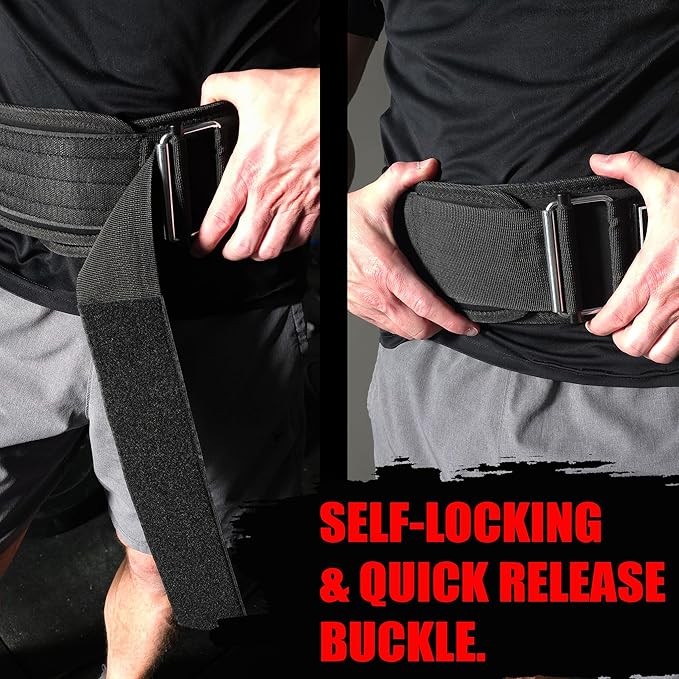Iron Infidel Recon Weight Lifting Belt - 4" Wide Self Locking Gym Belt for Men & Women, EVA Foam Core Support Weight Belt for Squatting, Deadlifting, Powerlifting, Workout, Fitness & Crossfit