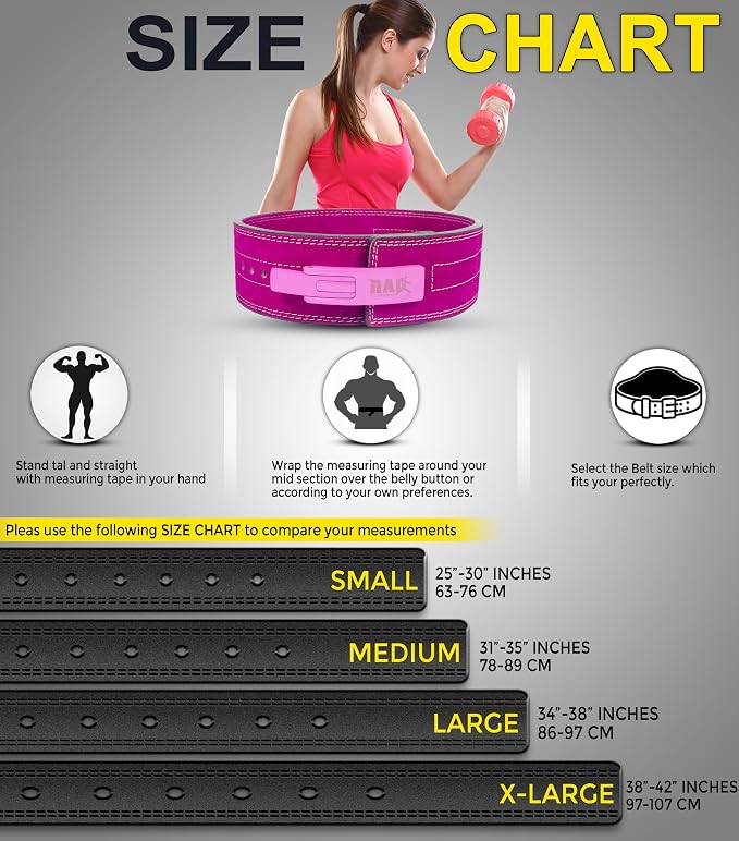 RAD Lever Weight Lifting Gym Belt for Men & Women Size 63 TO107 CM,Thick 10MM & Width 4 Inch Lever Powerlifting Belts for Women Dead Lift Workout Belt Leather Weight Lifting Lever Gym Squat Belt
