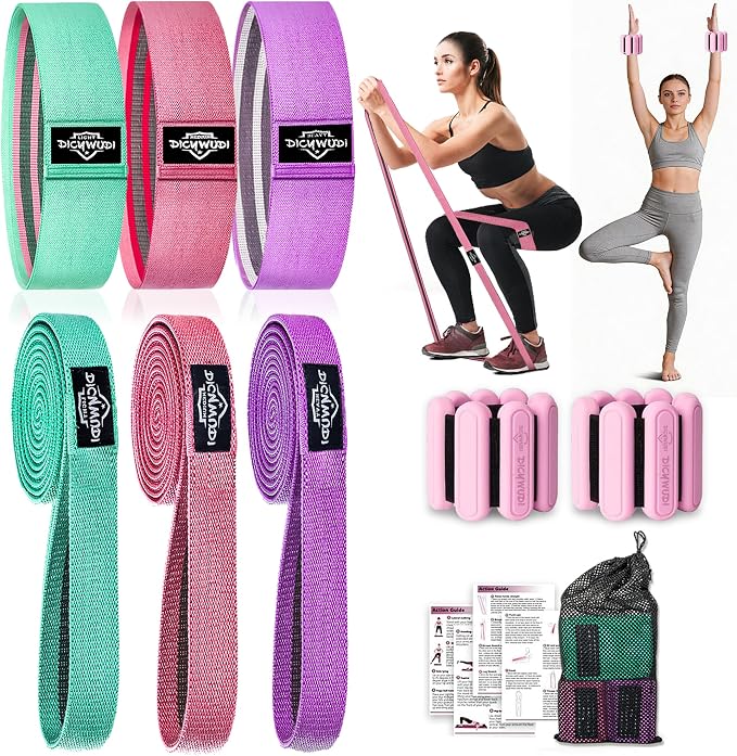 DICYWUDI Fabric Resistance Bands for Working Out, 6Pack Non-Slip Exercise Bands for Women and Men, Fabric Booty Bands for Home, Fitness, Pilates, Stretching