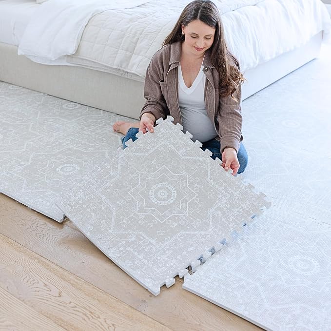 Little Landings Baby Play Mat for Floor - Layla (4x6ft) - Premium EVA Foam Play Mat for Babies & Toddlers (Ages 0-5+) - Non-Toxic Playmat for Tummy Time, Crawling & Playroom - Stylish & Comfortable