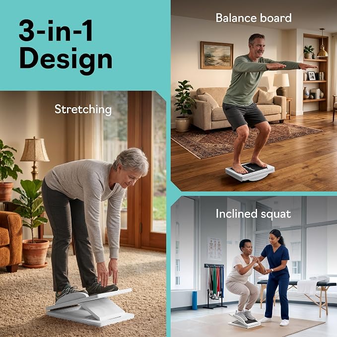 Slant Boards for Exercise, Wooden Slant Board, Calf Stretch Board with 7 Incline Angles, Velour Board, Balance Board & Calf Stretcher, Portable Incline Board for Physical Therapy, Ankle Mobility, Heel & Knees