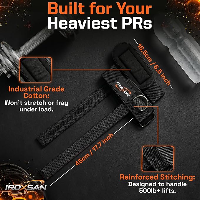 Weight Lifting Straps with D Ring, Wrist Straps for Deadlifting, IROXSAN