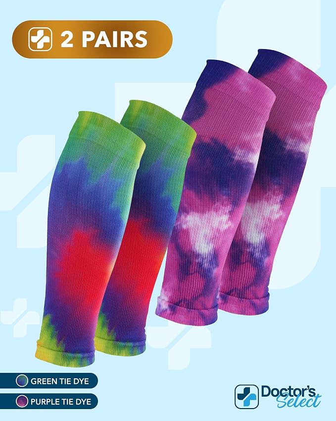Doctor's Select 2 Pairs Copper Calf Compression Sleeve - Leg Compression Sleeves for Women & Men, Shin Splint Relief