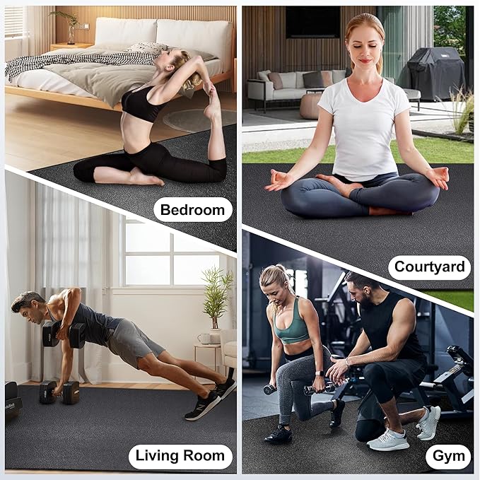 BesWin Large Exercise Mat 8' x 4'(6mm), Extra Thick Workout Mats for Home Gym Flooring, High Density Non-Slip Gym Mats Fitness Mat for Cardio, Weights, Jump Rope, Fitness - Use With or Without Shoes