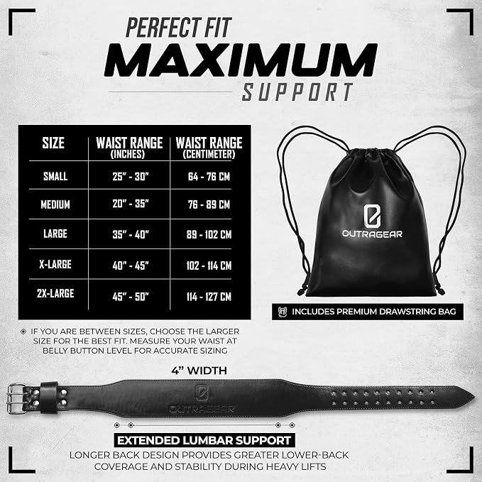 Real Leather Weight Lifting Belt - 7mm Gym Belt for Strength Training - Adjustable Buckle Weight Lifting Belts for Men & Women with Core Back Support