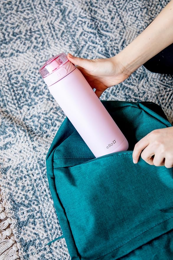 Ello Cooper 32oz Insulated Stainless Steel Water Bottle with Straw, Cashmere Pink