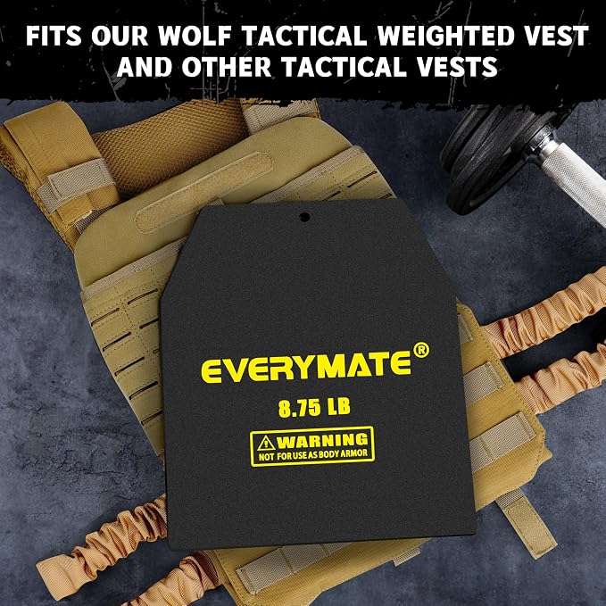 EVERYMATE Tactical Weighted Vest Plates – 3.75/5.75/8.75/14.5/19.75LB Pairs – Insert Weighted Vest Plates- Contoured Ergonomic Fit – WODs, Strength Training, Running, Weight Plates for Vest
