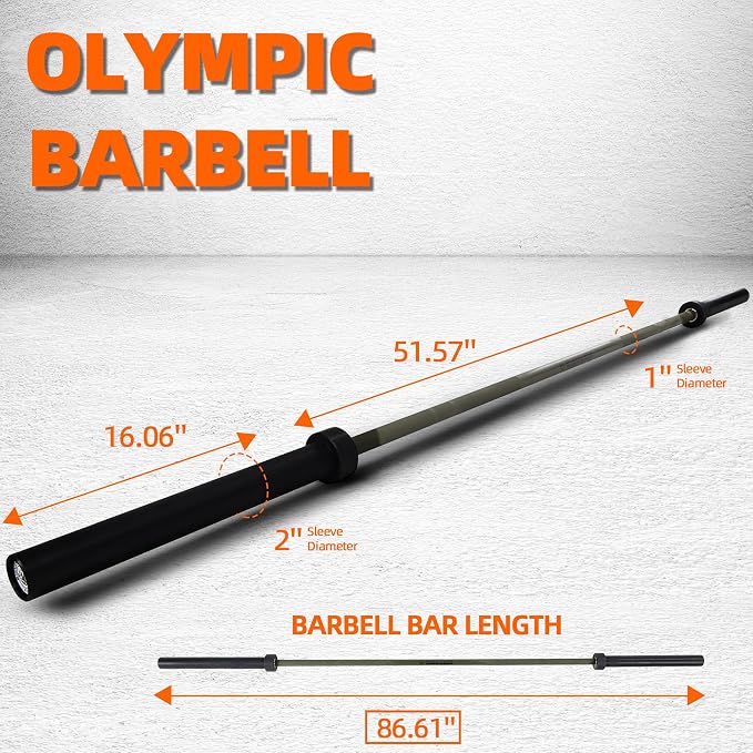 Fitvids Olympic Cerakote Barbell for Home & Commercial Gyms, 190K PSI Tensile Strength Rated for up to 1500LB Capacity