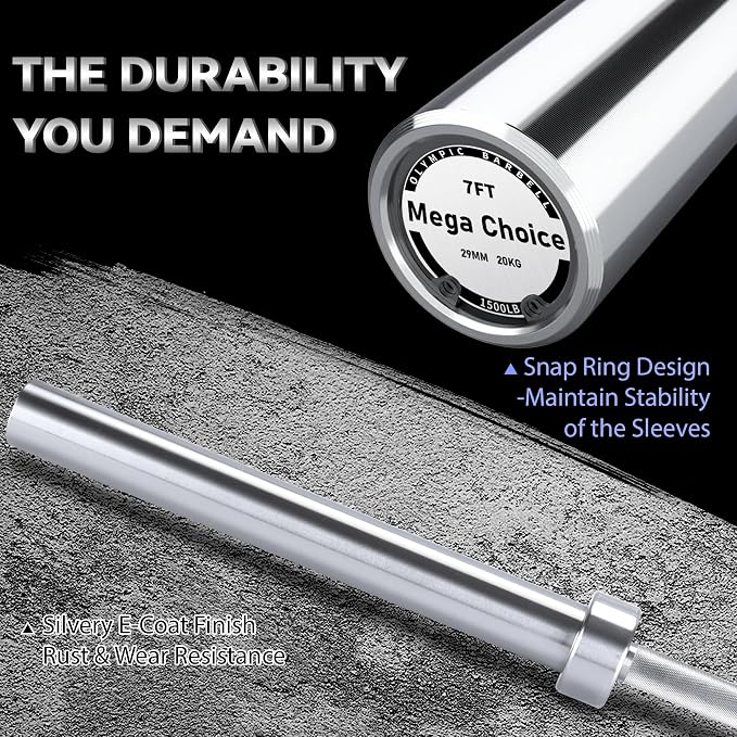 7FT/4 ft Home Gym Barbell Bar – 700LB/1500LB/500LB Capacity, Anti-Slip Knurling, Solid Steel, for Weightlifting, Strength Training