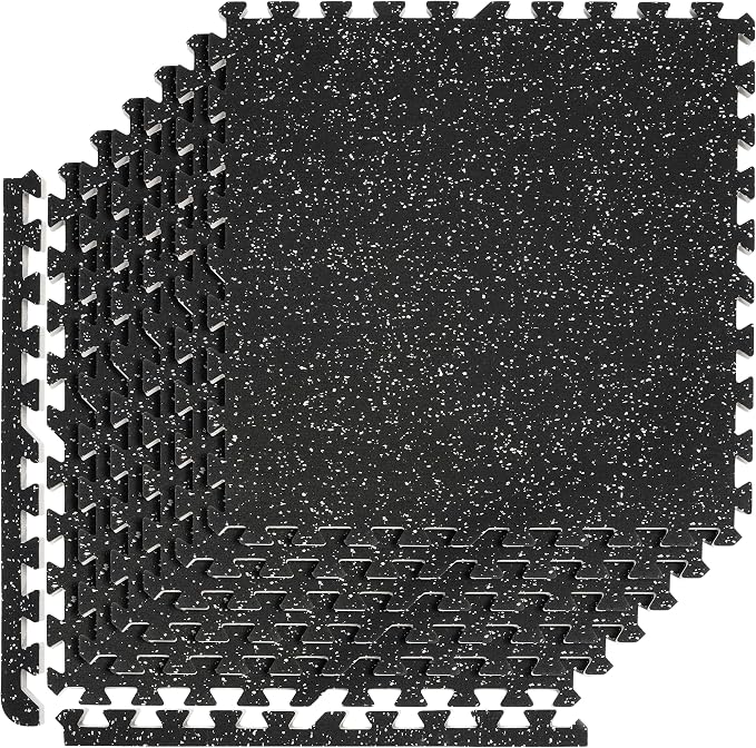 Sivan Fitness 1/2" Thick Rubber Top High-Density EVA Foam Gym Flooring for Home Gym - 48 Sq Ft Exercise Mat Tiles for Workout, Yoga, MMA, Heavy Exercise Equipment Mat - 12 Interlocking Gym Floor Mat