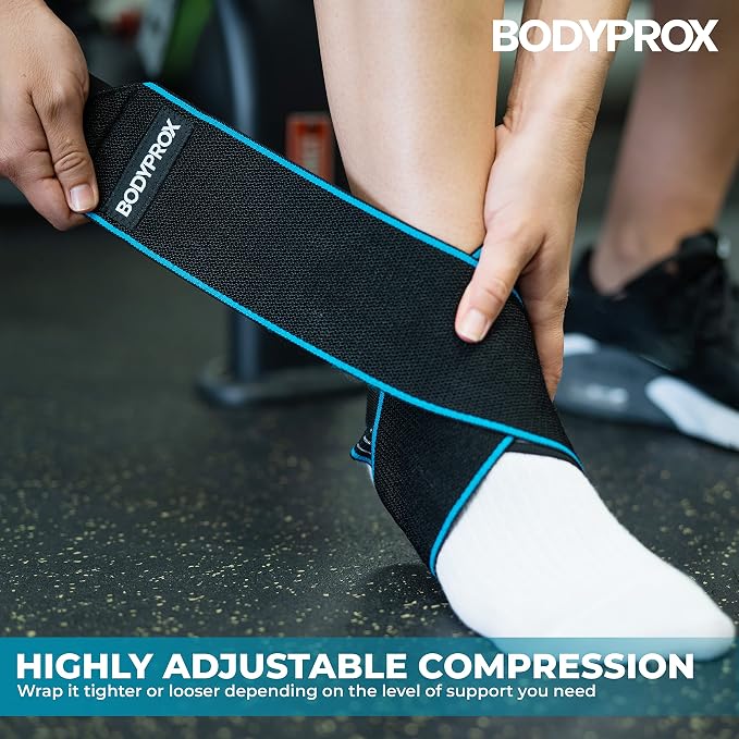 Bodyprox Ankle Support Brace, Adjustable Compression Ankle Braces for Sports Protection, One Size Fits Most for Men & Women