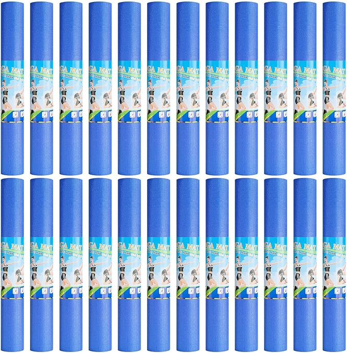Funtery 3 mm Thin Yoga Mats Bulk, 68 x 24 Inches Lightweight PVC Exercise Mats Non Slip Workout Fitness Pads for Yoga Pilates Stretching Classes Gym Home Studio