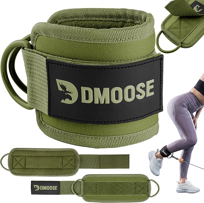 DMoose Ankle Strap for Cable Machine - One Size Fit with Premium Padding, Workout Kickback Ankle Cuffs, Ankle Bands for Working Out, Booty Workouts, Leg Extension, Hip Abductors & Lower Body Exercises