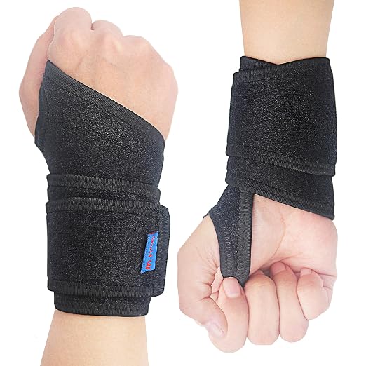 2Pack Version Profession Wrist Support Brace, Adjustable Wrist Strap Reversible Wrist Brace for Sports Protecting/Tendonitis Pain Relief/Carpal Tunnel/Arthritis/Injury Recovery, Right&Left (Black)