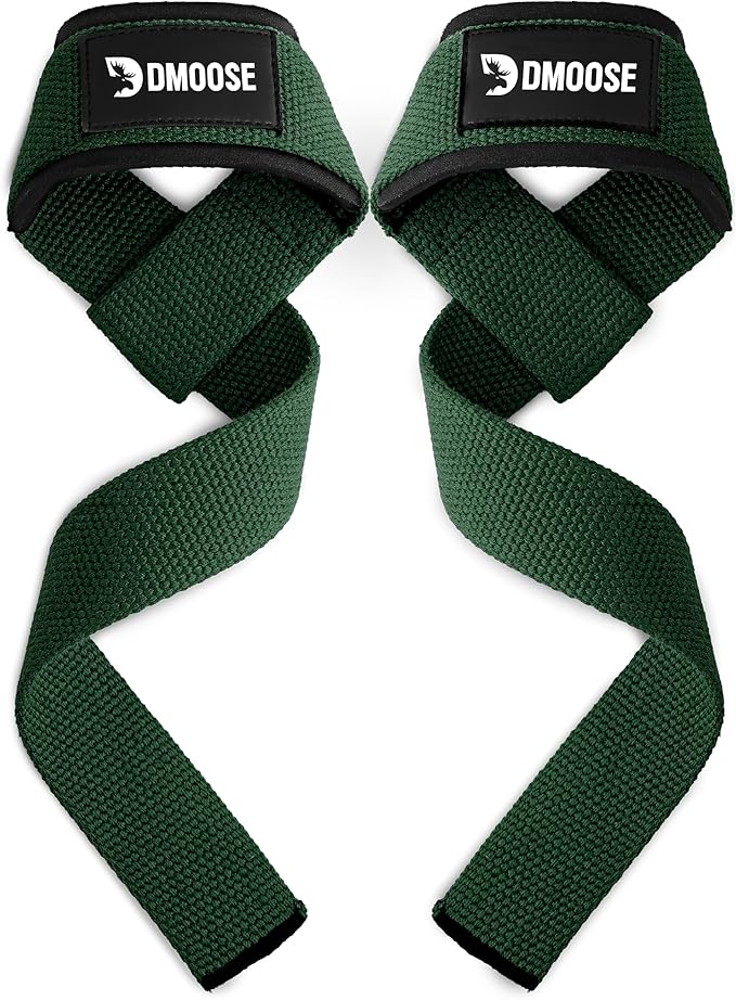 DMoose Fitness Lifting Straps 24" (Pair) - 5mm Padded Durable Wrist Straps for Weightlifting & Powerlifting - Cotton Lifting Strap with Silicone Grip for Men & Women - Deadlift Strap for Gym Workout