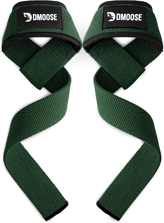 DMoose Fitness Lifting Straps 24" (Pair) - 5mm Padded Durable Wrist Straps for Weightlifting & Powerlifting - Cotton Lifting Strap with Silicone Grip for Men & Women - Deadlift Strap for Gym Workout