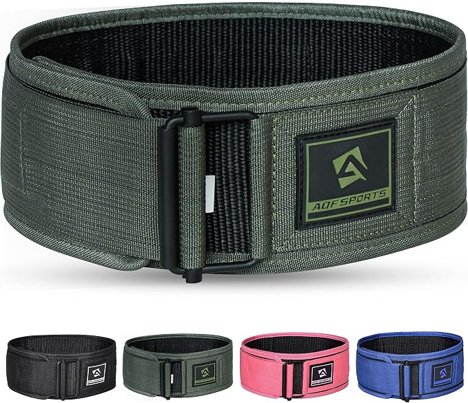 AQF Self-Locking Weight Lifting Belt, 4" Nylon Gym Support Belt