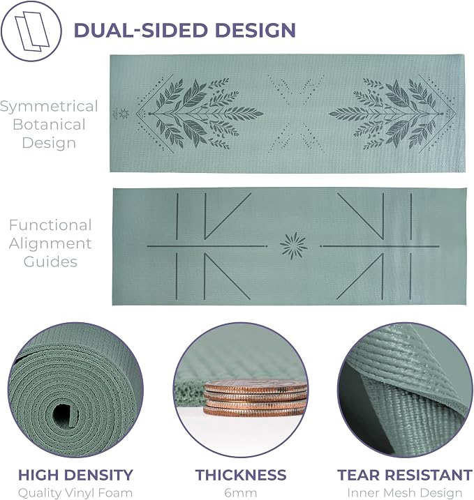 Ascend 6mm Thick Yoga Mat, 72x24in | Premium Non Slip Exercise Mat for Pilates, Workout, Stretching, Fitness, Training - Gym Mat for Home and Studio