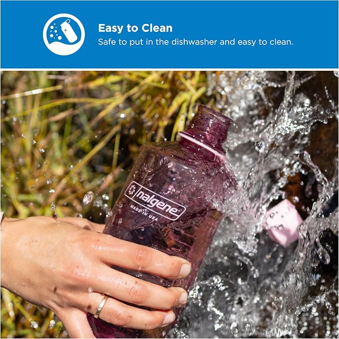 Nalgene 32 oz Narrow Mouth Water Bottle, Cherry Blossom | BPA-Free, Durable & Lightweight, Leak Proof, Dishwasher Safe, Large Reusable Plastic Bottle for Hiking, Gym, Work & Travel