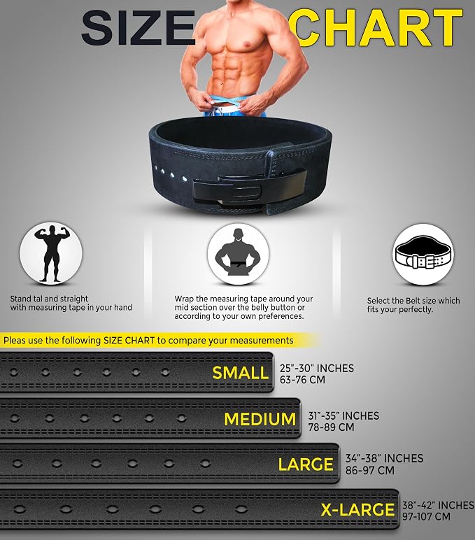 RAD Lever Weight Lifting Gym Belt for Men & Women Size 63 TO107 CM,Thick 10MM & Width 4 Inch Lever Powerlifting Belts for Women Dead Lift Workout Belt Leather Weight Lifting Lever Gym Squat Belt