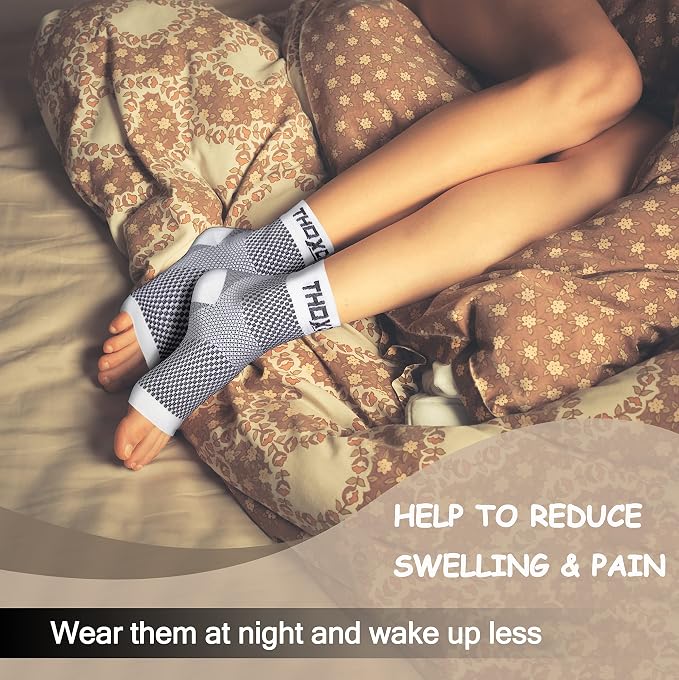 Compression Socks for Women & Men Open Toe (1 Pair) - Best Ankle Compression Sleeve for Swelling, Achilles Tendonitis, Heel Pain & Plantar Fasciitis Relief, White, X-Large