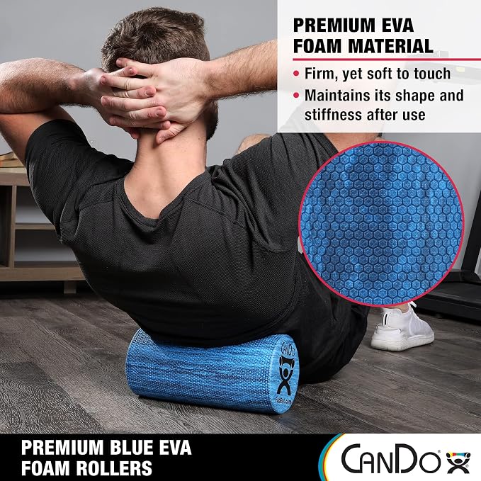 CanDo Blue Marble High Density EVA Foam Roller For Muscle Restoration, Massage Therapy, Sport Recovery, And Physical Therapy. 6" x 36", Round