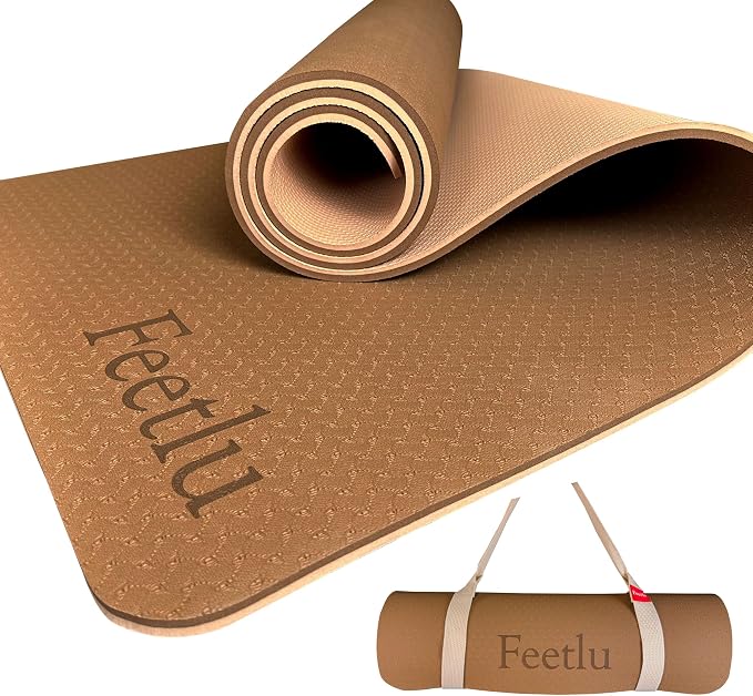 Extra Thick Yoga Mat with Carry Strap, 10mm Non-Slip Exercise Mat, 72 x 24 Inch Cushioned Workout Mat for Yoga, Pilates, Stretching & Floor Exercises