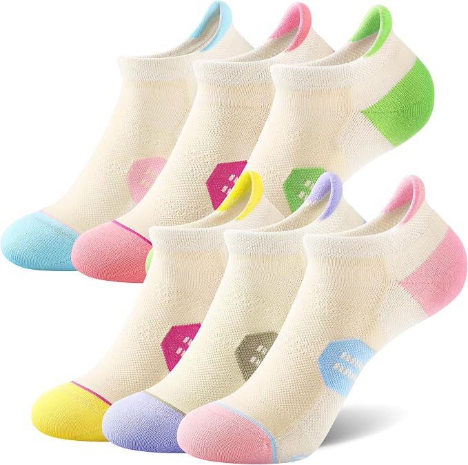 CS CELERSPORT 6 Pack Women's Ankle Running Socks Cushioned Low Cut Tab Athletic Socks