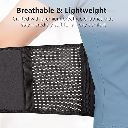 Comforband Copper-Infused Back Support Brace – Lightweight Lumbar Belt with 6 Supportive Stays for Lower Back Pain Relief, Muscle Spasms, Strains, Arthritis, and Sciatica – for Men and Women (Large)