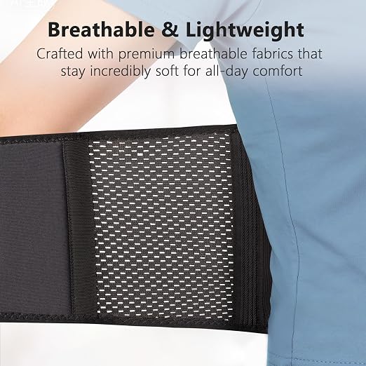 Comforband Copper-Infused Back Support Brace – Lightweight Lumbar Belt with 6 Supportive Stays for Lower Back Pain Relief, Muscle Spasms, Strains, Arthritis, and Sciatica – for Men and Women (Small)