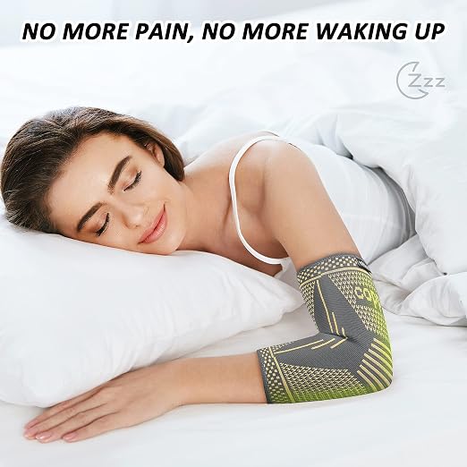 Copper Elbow Brace Compression Sleeves for Pain Relief Men Women, Arm Support Forearm Pads Braces for Tendonitis, Tennis, Golfers, Arthritis, Weight lifting (Small, Gray)