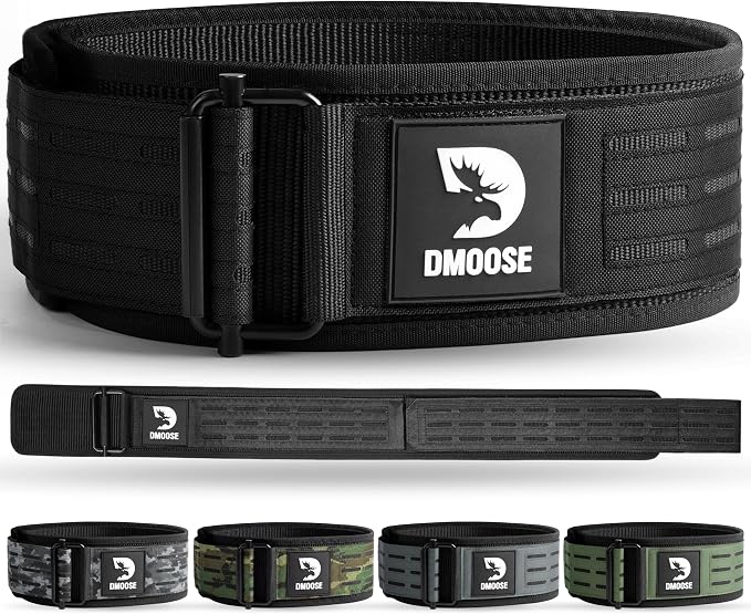 DMoose Fitness Auto Locking Weight Lifting Belt for Men & Women - 4" Nylon Squat & Deadlift Belt with Quick-Release Buckle - Gym Workout Belts for Lumbar Back Support for Weightlifting & Powerlifting