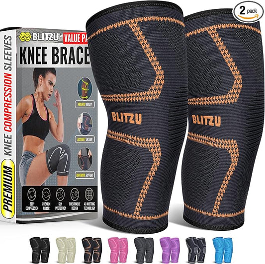Knee Brace Men & Women, Knee Compression Sleeve Support Wrap Tendonitis S | 2 Pack, Joint & Patella Stabilization, Arthritis Pain Relief, Meniscus Tear, ACL Injury Recovery, Running, Sports, Workout